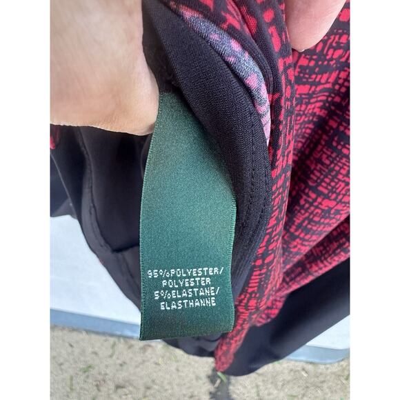 Ralph Lauren Sheath Dress SZ 20W Red Black Print Jersey Knit Ruched Gathered - Picture 8 of 11